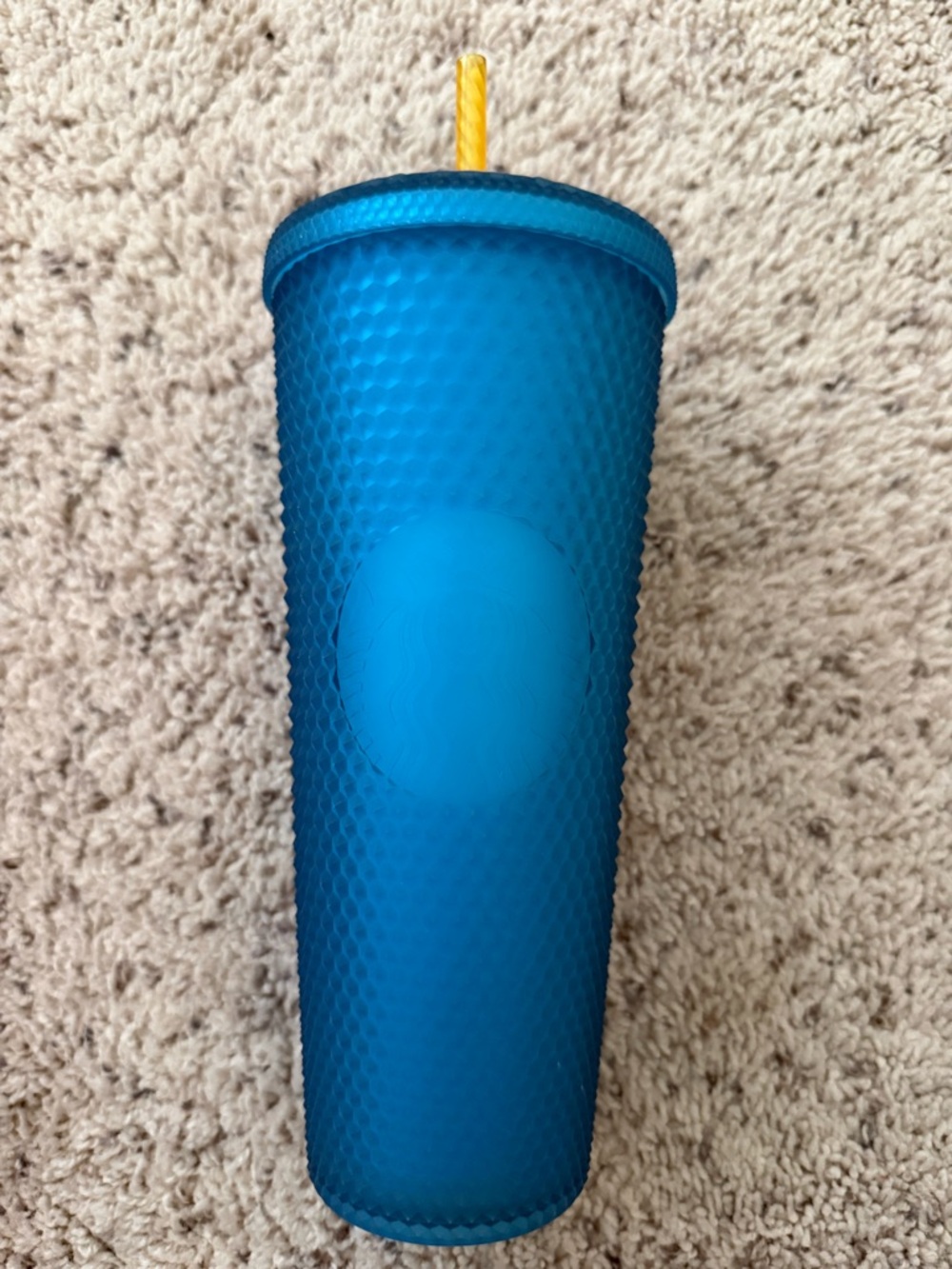Starbucks Textured Blue Tumbler with Yellow Straw